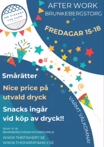 Announcement poster advertising An AW event at The Fishery Brunkebergstorg in Stockholm.