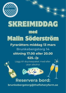 affischer till Skreimiddag med Malin Söderström